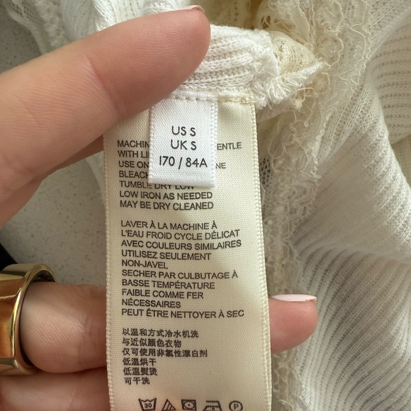 White Lace Detail Cropped T-Shirt - Picture 6 of 8